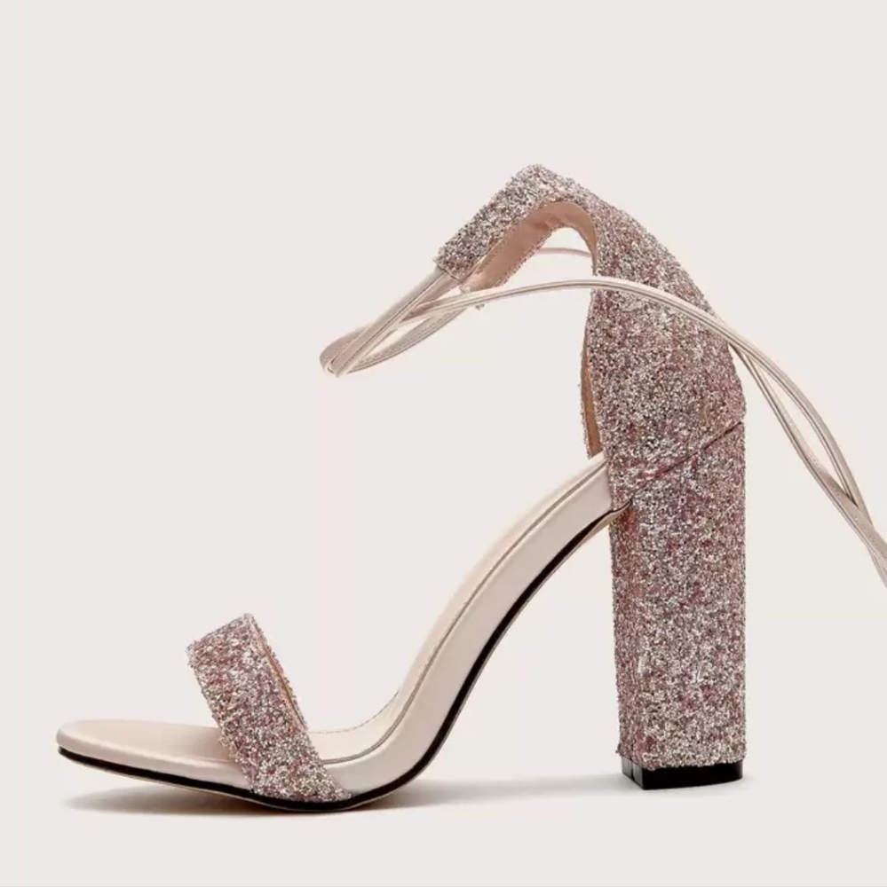 SHEIN Pink Glitter Heels - Picture 4 of 6